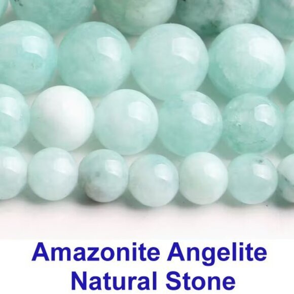 Amazonite Angelite Natural Stone .  Big, Bold, Beautiful, 10mm  15" strand. - Picture 1 of 2